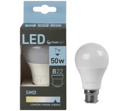 AMPOULE LED BLANC FROID A60 B22 7W