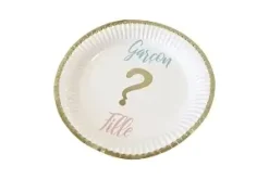ASSIETTE CARTON GENDER REVEAL 18CM 300G X6 PIECES