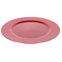 ASSIETTE RONDE CREUSE ROUGE BORD POIS 33X1.5CM