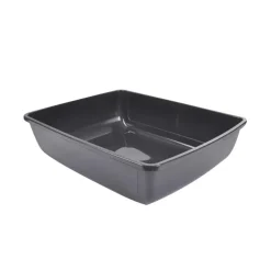 BAC A LITIERE PLASTIQUE SANS BORD ANTHRACITE D.46X36X12CM