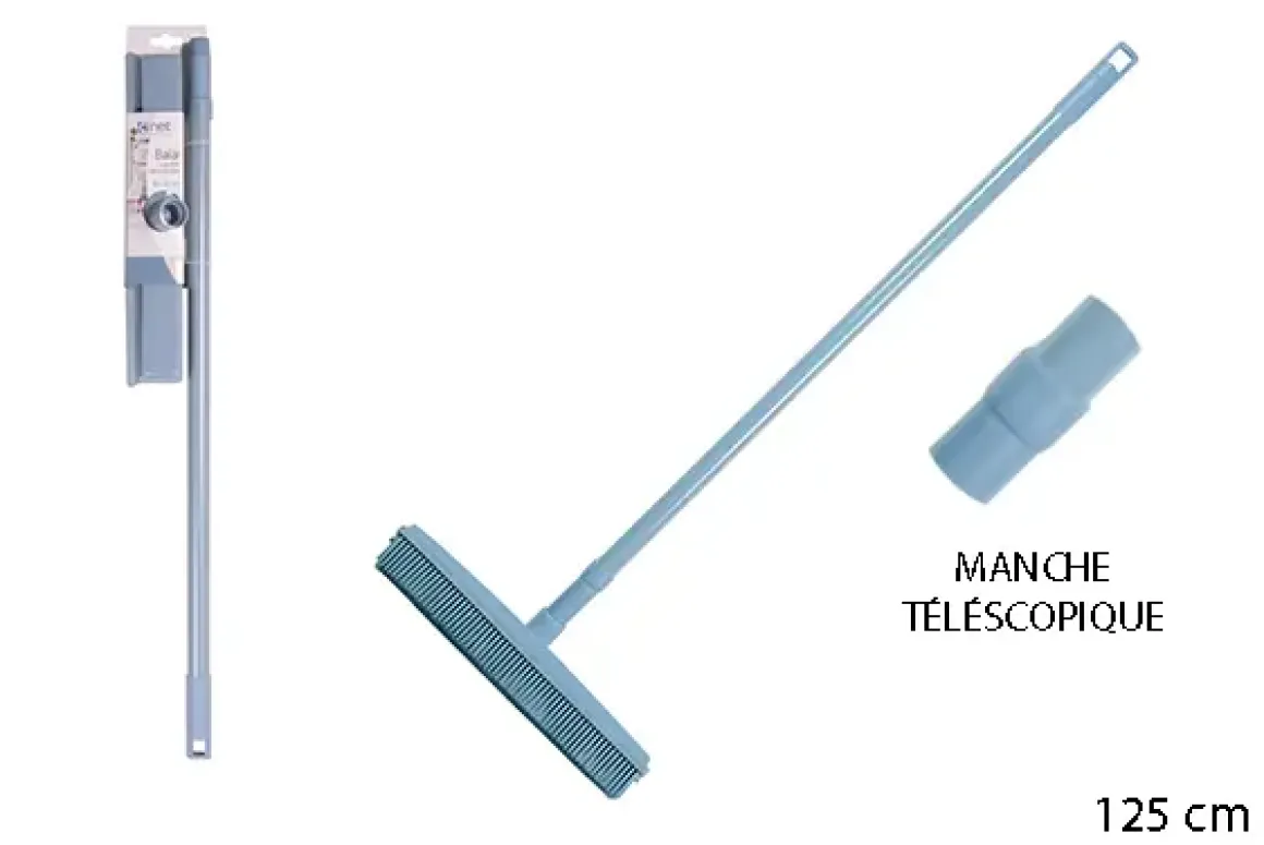 BALAI CAOUTCHOUC BLEU ET MANCHE