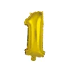 BALLON CHIFFRE 1 METALLISE ALUMINIUM AVEC PAILLE H.40CM OR