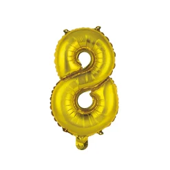 BALLON CHIFFRE 8 METALLISE ALUMINIUM AVEC PAILLE H.40CM OR