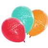 BALLONS JOYEUX ANNIVERSAIRE IMPRESSION 4 FACES 25CM X8PCS