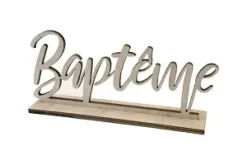 BAPTEME EN BOIS DECORATION SUR SOCLE