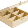 BOITE A THE BOIS 6 COMPARTIMENTS 21 X 21 X 8.5 CM