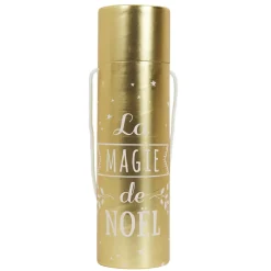 BOITE CADEAU BOUTEILLE NOEL 10X10X35CM