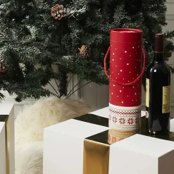 BOITE CADEAU BOUTEILLE NOEL 10X10X35CM