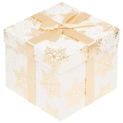 BOITE CADEAU OR BLANC D.13X13X11CM