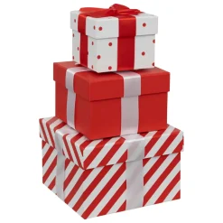 BOITE CADEAU ROUGE ET BLANC D.15X15X12CM