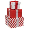 BOITE CADEAU ROUGE ET BLANC D.13X13X11CM