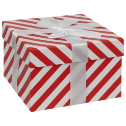 BOITE CADEAU ROUGE ET BLANC D.13X13X11CM
