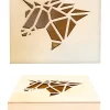 BOITE EN BOIS DECOUPE ORIGAMI LICORNE 11.3 X 11.3 X 5CM