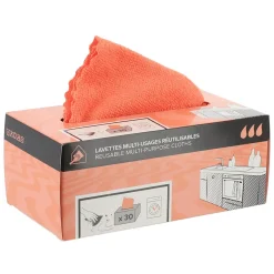 BOITE 30 LAVETTES MICROFIBRE CUISINE CORAIL
