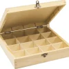 BOITE RANGEMENT BOIS 16 COMPARTIMENTS 25 X 25 X 6.5 CM
