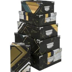 BOITE RECTANGLE GEOMETRIQUE NOIR D.40X26.5X13.8CM