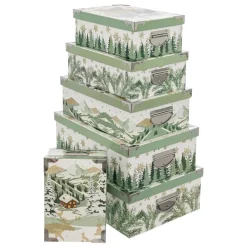 BOITE RECTANGLE GIVRE D HIVER D.48X33.5X16CM