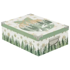 BOITE RECTANGLE GIVRE D HIVER D.48X33.5X16CM