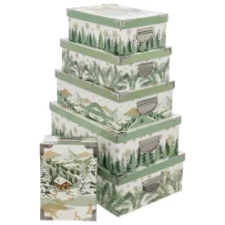 BOITE RECTANGLE GIVRE D HIVER D.48X33.5X16CM