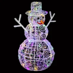 BONHOMME NEIGE EXTERIEUR 3D MULTICOLORE 100LEDS H.57CM