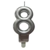 BOUGIE ANNIVERSAIRE CHIFFRE 8 H.7.5CM ARGENT