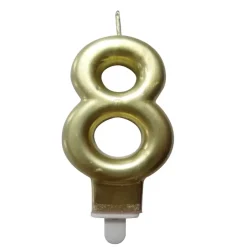 BOUGIE ANNIVERSAIRE CHIFFRE 8 H.7.5CM OR