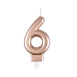 BOUGIE ANNIVERSAIRE CHIFFRE 6 H.75CM ROSE GOLD