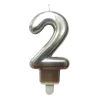 BOUGIE ANNIVERSAIRE CHIFFRE 2 H.7.5CM ARGENT