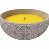 BOUGIE CITRONNELLE POT CIMENT ROSACE GRIS