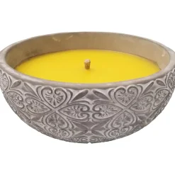 BOUGIE CITRONNELLE POT CIMENT ROSACE GRIS