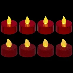 BOUGIE LED PAILLETTE METAL X8 PIECES ROUGE