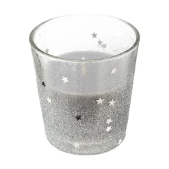 BOUGIE PHOTOPHORE VERRE H.8CM PAILLETTE ARGENT 90G