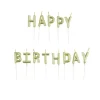 BOUGIES LETTRES HAPPY BIRTHDAY ET PIC PLASTIQUE H.3CM OR