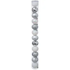 BOULE DE NOEL 60MM X12 PIECES NEIGE ARGENT BLANC