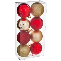 BOULE DE NOEL 70MM X8 PIECES ROUGE OR