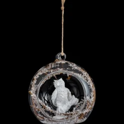BOULE DE NOEL OUVERTE VERRE AVEC ECUREUIL 8CM