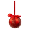 BOULE DE NOEL PAPIER UNIE ROUGE 9CM