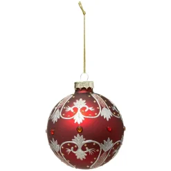 BOULE DE NOEL VERRE 8CM BAROQUE ROUGE