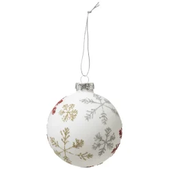 BOULE DE NOEL VERRE FLOCON ROUGE OR 8CM