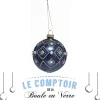BOULE DE NOEL VERRE LOSANGES 8CM