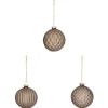 BOULE DE NOEL VERRE MARRON X3 PIECES 8CM