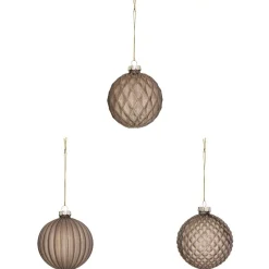 BOULE DE NOEL VERRE MARRON X3 PIECES 8CM