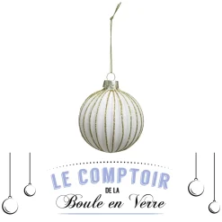 BOULE DE NOEL VERRE STRIE OR 7CM