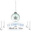 BOULE DE NOEL VERRE VERTE FLOCON 7CM