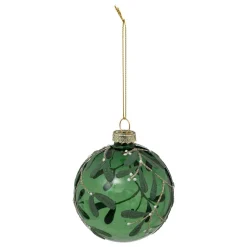 BOULE DE NOEL VERRE VERTE GUI 8CM