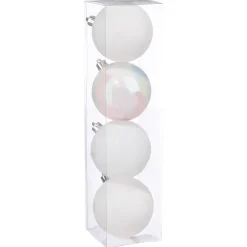 BOULE DE NOEL X4 PIECES BLANC 8CM