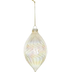 BOULE EN VERRE DOREE IRISEE FORME ALLONGEE 8CM