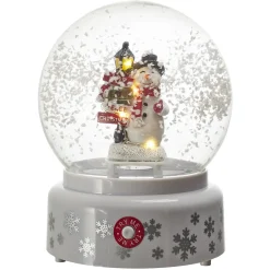BOULE NEIGE MUSICALE LED BONHOMME NEIGE BLANC 13X18CM