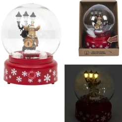 BOULE NEIGE MUSICALE LED CERF 13X18CM