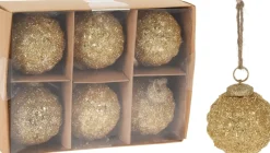 BOULE NOEL D.8CM PERLES DORE